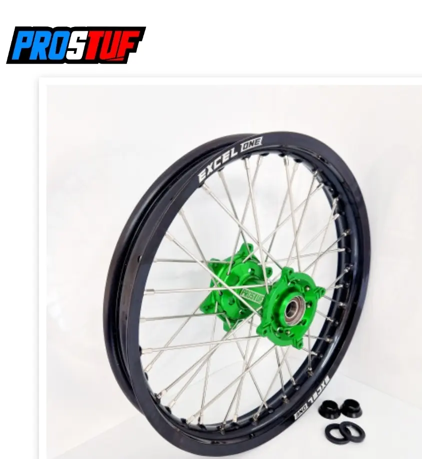 Roue complète arrière FUSION EXCEL/PROSTUF KAWASAKI 19x2.15 Noir/Vert
