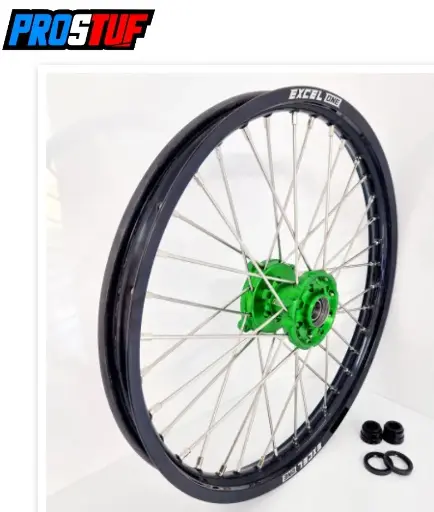 [002 00006] Roue complète avant FUSION EXCEL/PROSTUF KAWASAKI 21x1.60 Noir/Vert