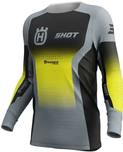 [A06-12A1-A01] Maillot SHOT AEROLITE HUSQVARNA Noir/Gris
