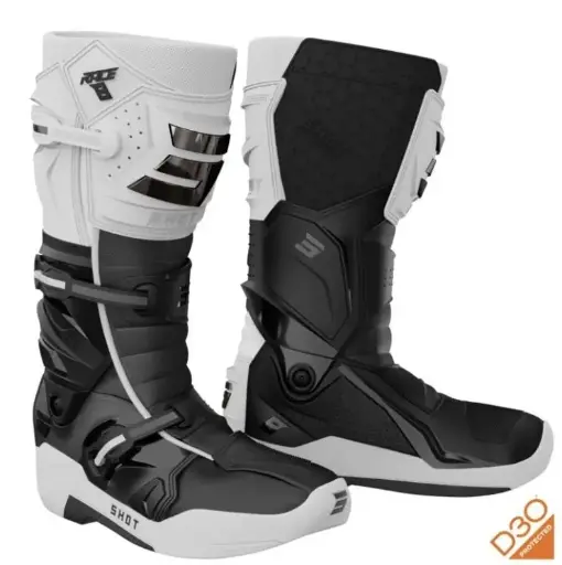 [A07-24A1-B03] Bottes SHOT RACE 8 White Black Chrome