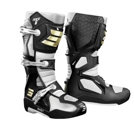 [A09-24B1-A07] Bottes SHOT RACE 6 Black White Gold