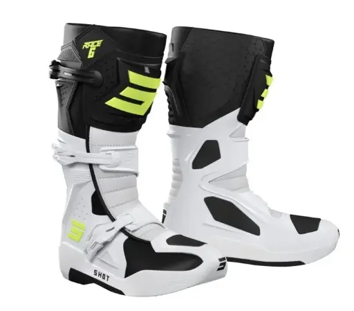 [A09-24B1-A01] Bottes SHOT RACE 6 Black White Neon Yellow