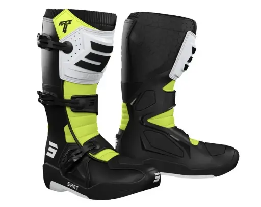 [A09-24C1-A04] Bottes SHOT RACE 4 Black White Neon Yellow