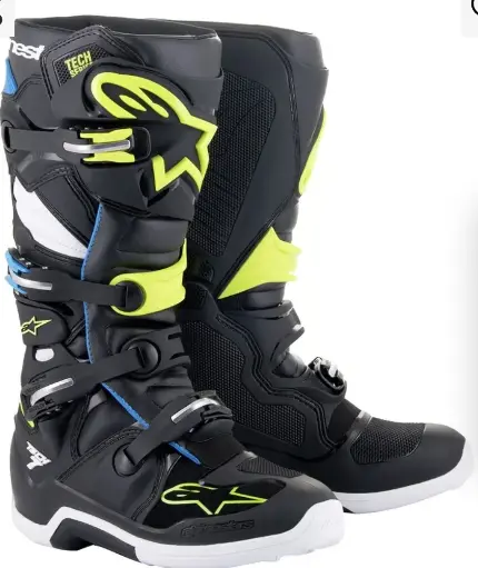 [34102811] Bottes ALPINESTARS Tech7 Noir/Bleu/Jaune Fluo