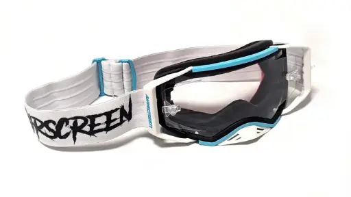 [001-017-02] Masque AirScreen AERO 02 EX avec Ecran Ouvrant Blanc/Noir/Bleu