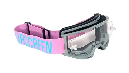 [001-026-01] Masque AirScreen LITE 01 EX Rose/Turquoise avec Ecran Ouvrant Transparent